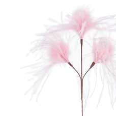 RAMA 3 HOJAS PLUMAS ROSA 60 CM