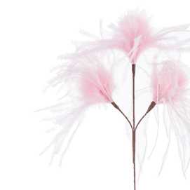 RAMA 3 HOJAS PLUMAS ROSA 60 CM