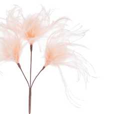 RAMA 3 HOJAS PLUMAS CREMA 60 CM