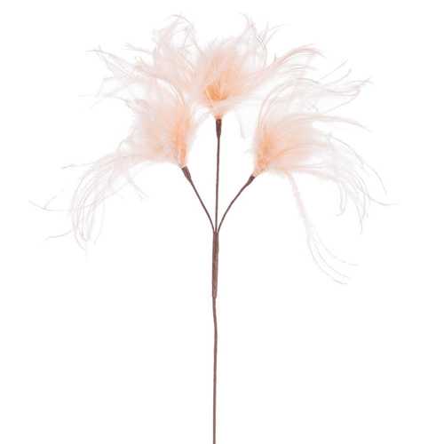 RAMA 3 HOJAS PLUMAS CREMA 60 CM