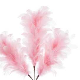 RAMA 3 HOJAS PLUMAS ROSA 11 X 55 CM