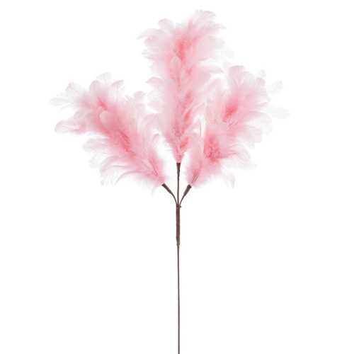 RAMA 3 HOJAS PLUMAS ROSA 11 X 55 CM