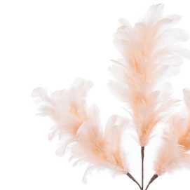 RAMA 3 HOJAS PLUMAS CREMA 11 X 55 CM