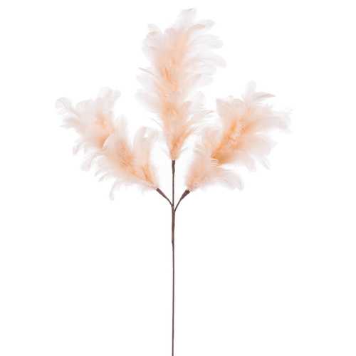 RAMA 3 HOJAS PLUMAS CREMA 11 X 55 CM