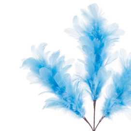 RAMA 3 HOJAS PLUMAS AZUL 11 X 55 CM