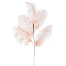 RAMA 3 HOJAS PLUMAS AVESTRUZ CREMA 120 CM