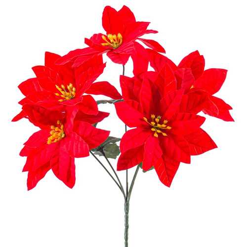 RAMA ACEBO 5 POINSETTIA TEJIDO 35 CM