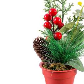 RAMA ACEBO 5 POINSETTIA TEJIDO 50 CM