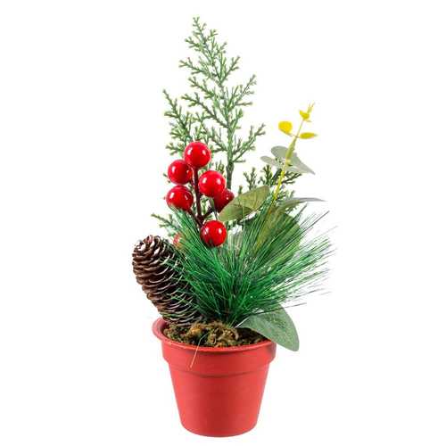 RAMA ACEBO 5 POINSETTIA TEJIDO 50 CM