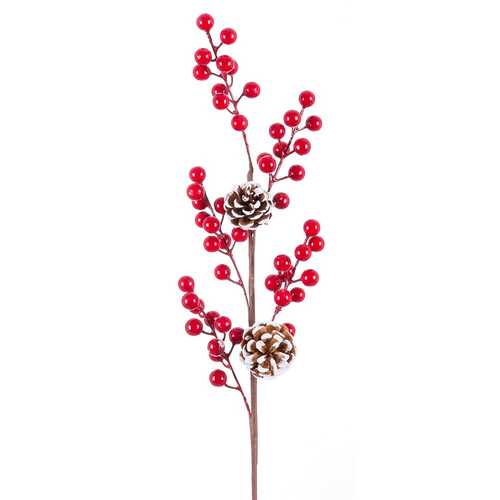 RAMA ACEBO CON PIÑAS PLÁSTICO 60 CM