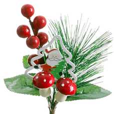 PICK ACEBO Y PAPA NOEL PLÁSTICO 21 CM