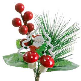 PICK ACEBO Y PAPA NOEL PLÁSTICO 21 CM