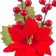 PICK ACEBO POINSETTIA PLÁSTICO ROJO 26 CM