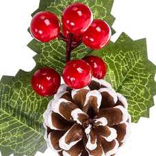 PICK ACEBO HOJAS Y PIÑA PLÁSTICO 20 CM