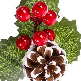 PICK ACEBO HOJAS Y PIÑA PLÁSTICO 20 CM