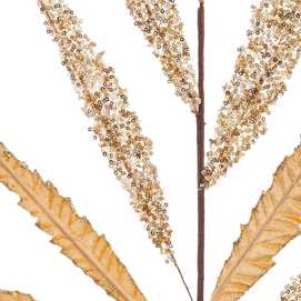 RAMA HOJAS TEJIDO ORO 80 CM