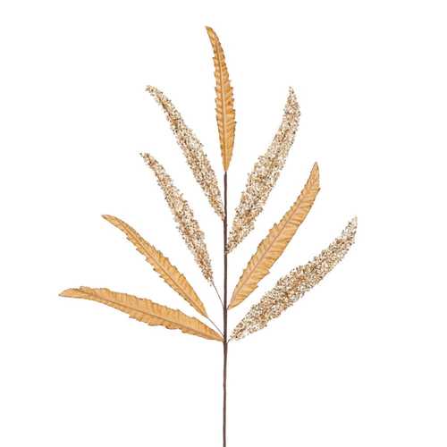 RAMA HOJAS TEJIDO ORO 80 CM