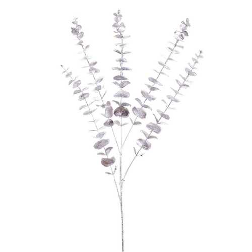 RAMA HOJAS PLÁSTICO PLATA 80 CM