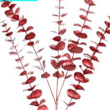 RAMA HOJAS PLÁSTICO ROJO 80 CM