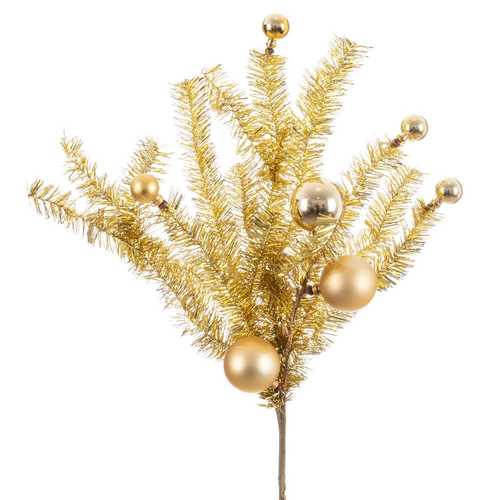 RAMA ESPUMILLÓN CON BOLAS PLÁSTICO ORO 15 X 6 X 45 CM
