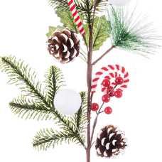 RAMA ACEBO 2 BOLAS PLÁSTICO BLANCO 75 CM