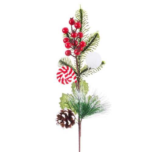 RAMA ACEBO BOLA PLÁSTICO BLANCO 47 CM