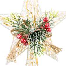 TERMINAL CON ACEBO PLÁSTICO ORO 18 X 5 X 27 CM