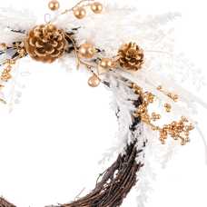 CORONA PLÁSTICO BLANCO-ORO 40 X 38 CM