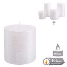 VELA CILÍNDRICA BLANCO NACARADO NAVIDAD 8,70 X 9 CM