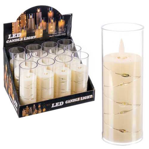 VELA CON LUZ OSCILANTE PLÁSTICO 5,50 X 5,50 X 14,50 CM