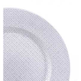 BAJO PLATO REDONDO PLÁSTICO PLATA 35 X 35 CM
