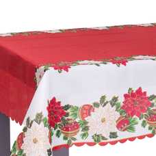 MANTEL FLORES POLIESTER ROJO 145 X 180 CM MANTEL FLORES POLIESTER ROJO 145 X 180 CM
