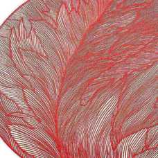 SALVAMANTEL HOJAS PVC ROJO 38 X 38 CM