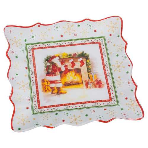 PLATO PAPA NOEL CRISTAL 25 X 25 CM