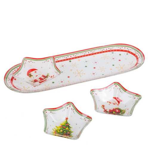 BANDEJA 3 BOLS CRISTAL 12,50 X 35,50 CM