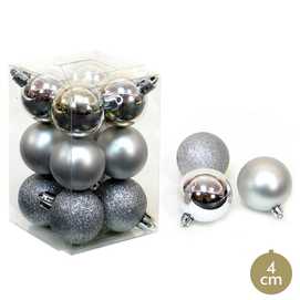 S/12 BOLA PLATA DECORACIÓN NAVIDAD 4 X 4 X 4 CM