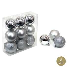 S/9 BOLA PLATA DECORACIÓN NAVIDAD 6 X 6 X 6 CM