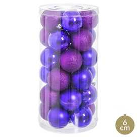 S/30 BOLAS BRILLO-MATE-PURPURINA MORADO 6 X 6 X 6 CM