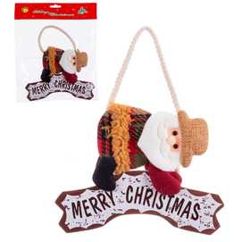 COLGANTE PAPA NOEL FELIZ NAVIDAD TEJIDO 21 CM