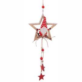 COLGANTE ESTRELLA PAPA NOEL MADERA 37 X 10 X 0,70 CM