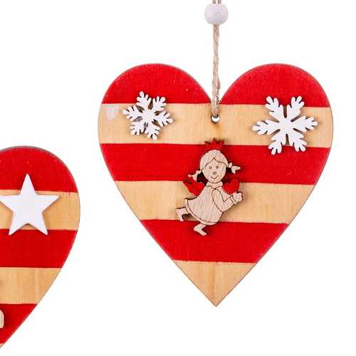 COLGANTE CORAZÓN MDF ROJO 2/M 9 CM