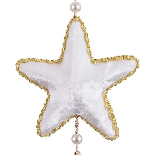 COLGANTE ESTRELLA TERCIOPELO BLANCO 5 X 5 X 9 CM