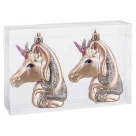 S/2 COLGANTE UNICORNIO ORO 8 X 3,80 X 10 CM