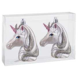 S/2 COLGANTE UNICORNIO PLATA 8 X 3,80 X 10 CM