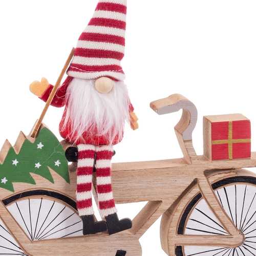 BICICLETA PAPA NOEL MADERA / TEJIDO 21 X 2 X 21 CM