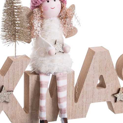 LETRERO X'MAS CON MUÑECA MADERA 25 X 4 X 17 CM