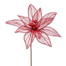 FLOR ''POINSETTIA'' TEJIDO ROJO 25 X 65 CM