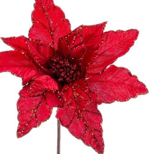 FLOR ''POINSETTIA'' TELA ROJO 30 X 50 CM