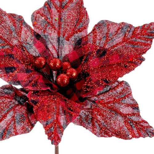 POINSETTIA CUADROS TEJIDO ROJO 29 X 44 CM