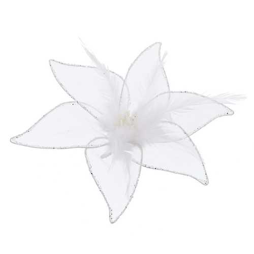 POINSETTIA CON CLIP POLIESTER BLANCO 20 X 3 X 20 CM